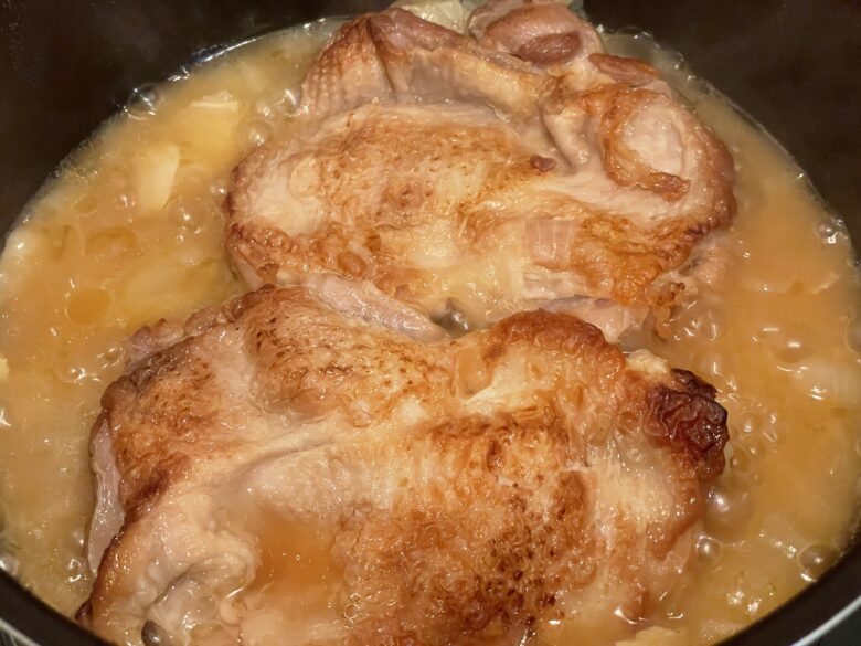 70分煮た鶏肉